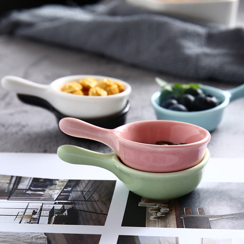 color glaze seasoning ceramic handle dish soy sauce vinegar dish creative mini with handle discretionary small dish Japanese tableware