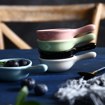color glaze seasoning ceramic handle dish soy sauce vinegar dish creative mini with handle discretionary small dish Japanese tableware