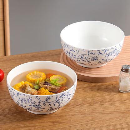 Chuanqi underglaze color Japanese ceramic large bowl 8 inches 2 soup bowls large soup basin noodle bowl rice bowl ceramic tableware hook vine flower