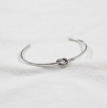 AS122 Korean Korean version S925 sterling silver simple plain silver antique craft single knot open bracelet bracelet
