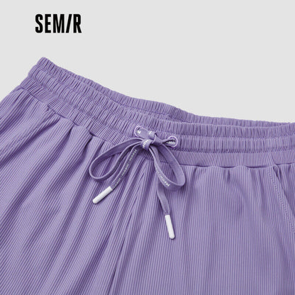 Semir Semir Casual Pants Women's Black Technology Cool Wide-leg Pants 2022 Summer Slim and Leg-Long Mopping Pants Japanese 109322127043 Pink Purple L