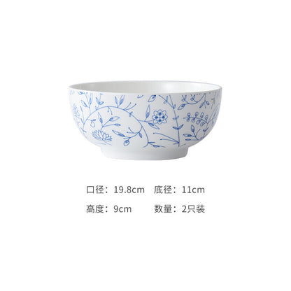 Chuanqi underglaze color Japanese ceramic large bowl 8 inches 2 soup bowls large soup basin noodle bowl rice bowl ceramic tableware hook vine flower