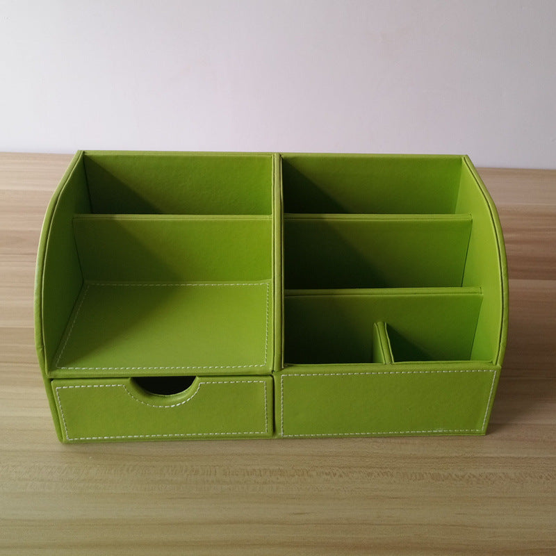 Desktop Office Storage Box Organizer Business Card Box Home With Drawer Organizer Box Creative Leather Pen Holder Manufacturer