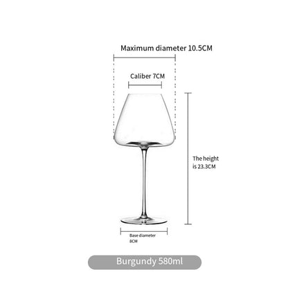 Luxury Handmade Burgundy Wine Glass – Ultra-Thin Crystal, Large Belly, Ideal for Tasting & Home Use