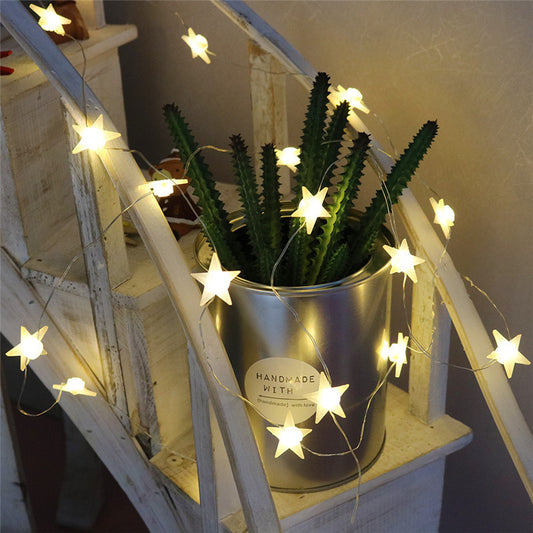 Ins snowflake star copper wire light string outdoor indoor room layout wedding decoration lights festival romantic led lights