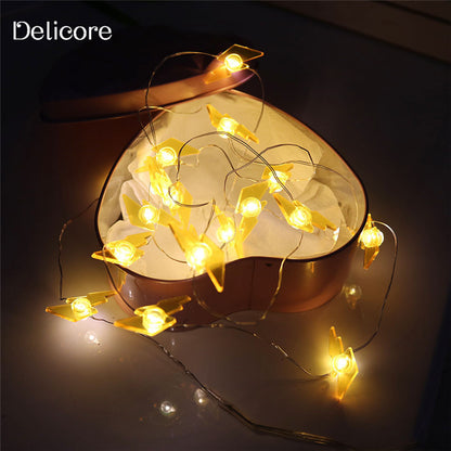 Ins Schneeflocke Stern Kupferdraht Lichterkette Outdoor Indoor Raumaufteilung Hochzeitsdekoration Lichter Festival romantische LED-Leuchten