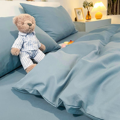 bedding set Nanjiren NanJiren thickened brushed four-piece double set bedding solid color simple quilt cover sheet pillowcase home textile 1.5m bed