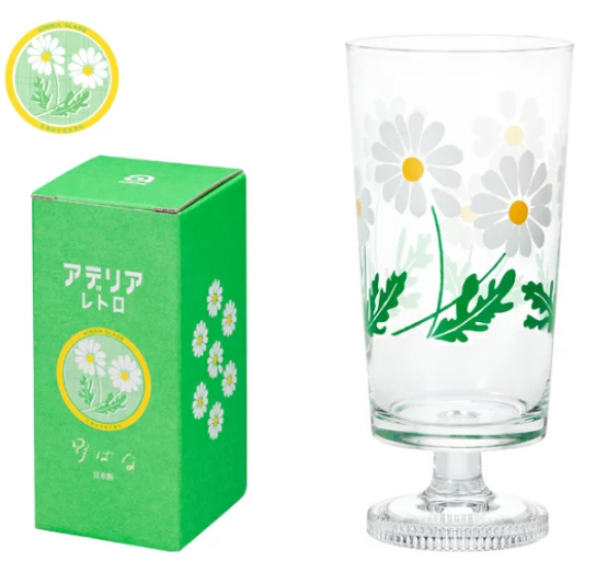 Vintage printing glass small daisy tulip tall glass
