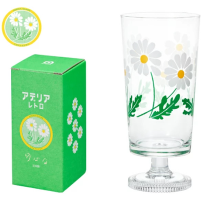 Vintage printing glass small daisy tulip tall glass
