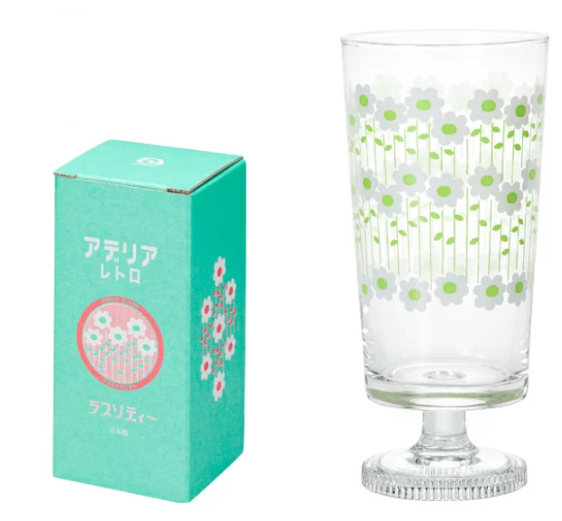 Vintage printing glass small daisy tulip tall glass