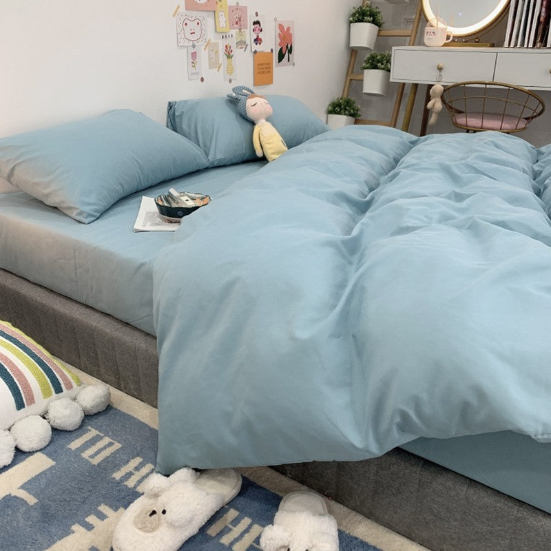bedding set Nanjiren NanJiren thickened brushed four-piece double set bedding solid color simple quilt cover sheet pillowcase home textile 1.5m bed