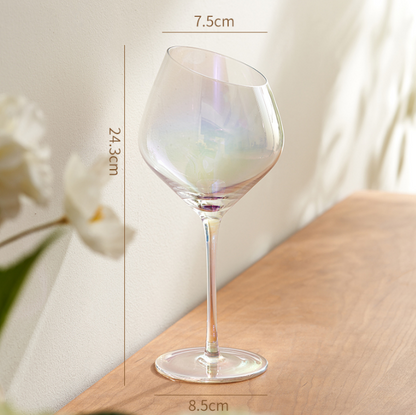 Haoyue cold spring rainbow ion plating crystal glass red wine glass goblet oblique wine glass champagne cup