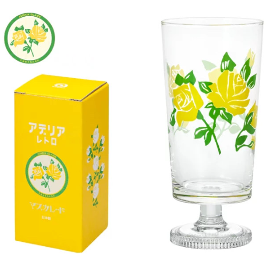 Vintage printing glass small daisy tulip tall glass