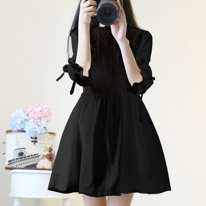Spring and Autumn Women's Sweet Girl Small Fresh Japanese Lace Dress Summer Korean Fairy Cute White Dress