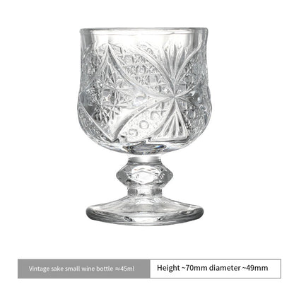 Chuxue Hatsuyuki retro engraved pattern sake glass crystal glass small wine bottle middle-aged wine glass wabi sabi cup