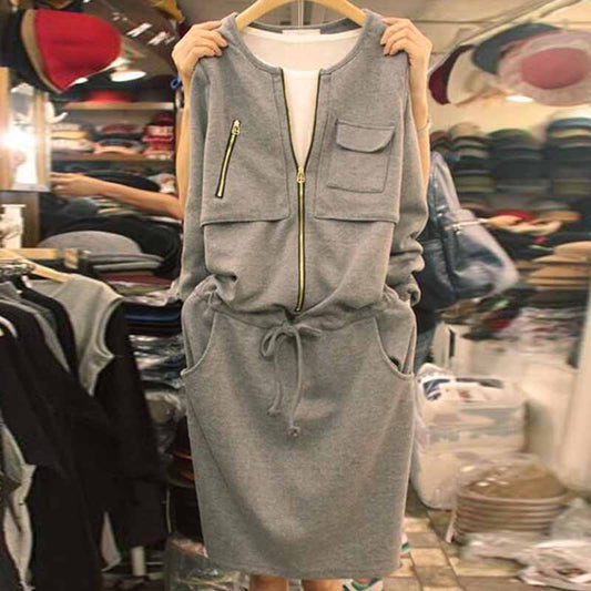 spring new women's clothing Korean style design casual all-match long-sleeved sweater mid-length dress women