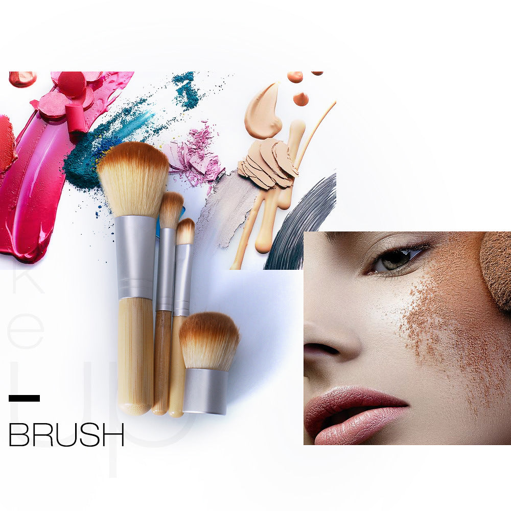 O.TWO.O 4pcs Makeup Makeup Set Brush Bamboo Handle Loose Powder Brush Eye Shadow Brush Even Powder Brush Beauty Tools