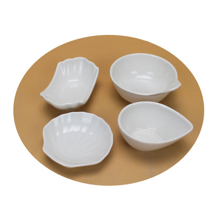 Round soy sauce dish white Japanese-style melamine hot pot seasoning dish fast food small dish double grid flavor dish plastic tableware