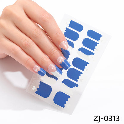 new French manicure stickers full paste ice transparent net red Japanese cartoon nail stickers cute nail polish film