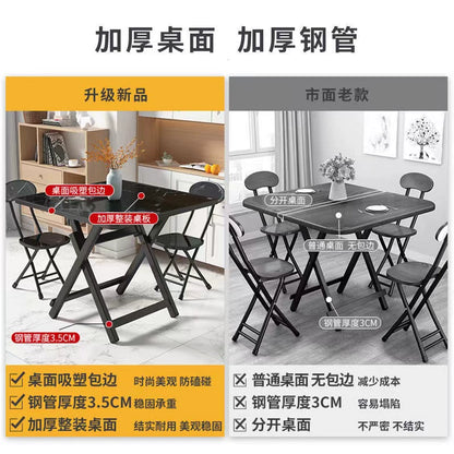 Folding dining table small household simple dining table outdoor portable stall square table and chair Japanese style rental
