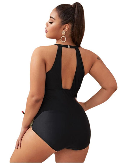 Wholesale Plus Size Sexy One-Piece Bikini Swimsuit – European & American Style, Printed Bathing Suit for Women