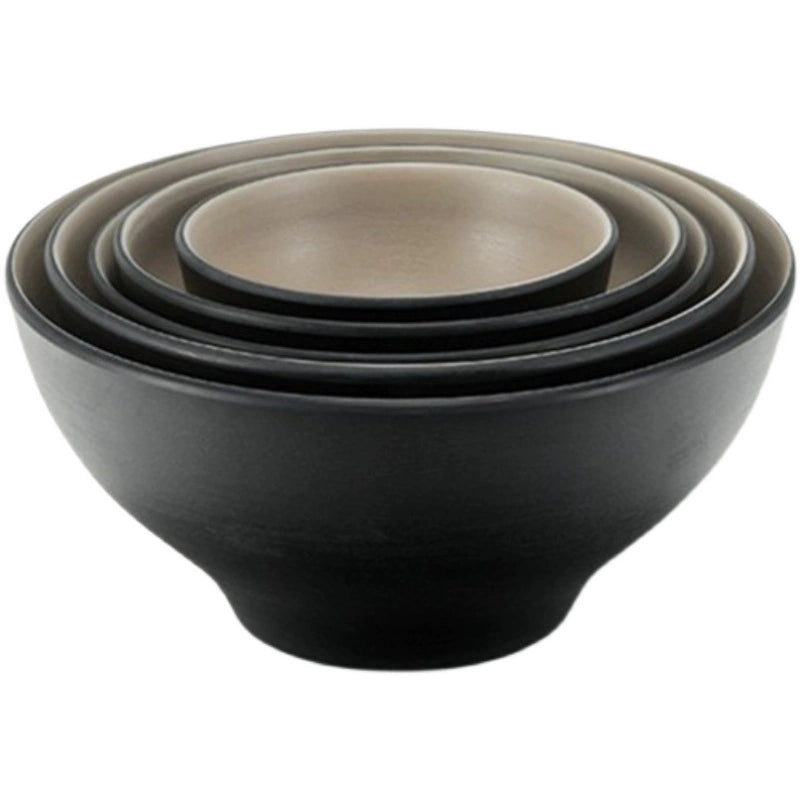 Retro Noodle Shop Imitation Porcelain Two-color Plastic Frosted Bamboo Hat Bowl
