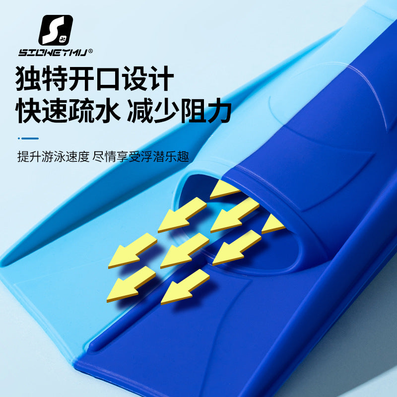 Swimming fins factory men's and women's free breaststroke new children's full silicone short fins light diving equipment for adults