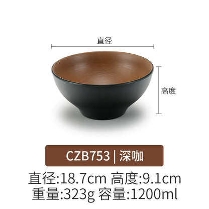 Retro Noodle Shop Imitation Porcelain Two-color Plastic Frosted Bamboo Hat Bowl