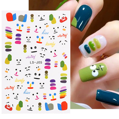 Hot Manicure 3D Adhesive Sticker Little Sweet Potato Summer Cute Bear Caterpillar Holographic Fish Art Nail Sticker