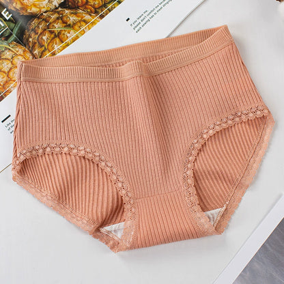 women's cotton quality girls' triangle bottoms women's high waist plus size pants lace edge middle waist