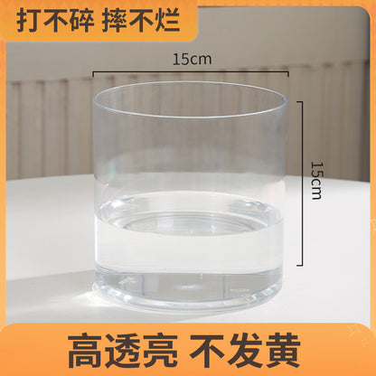 Transparent square jar vase, water culture, green plant, white palm, succulent, square cup, flower arrangement, hydroponic flower pot, tabletop simple ornament, florist