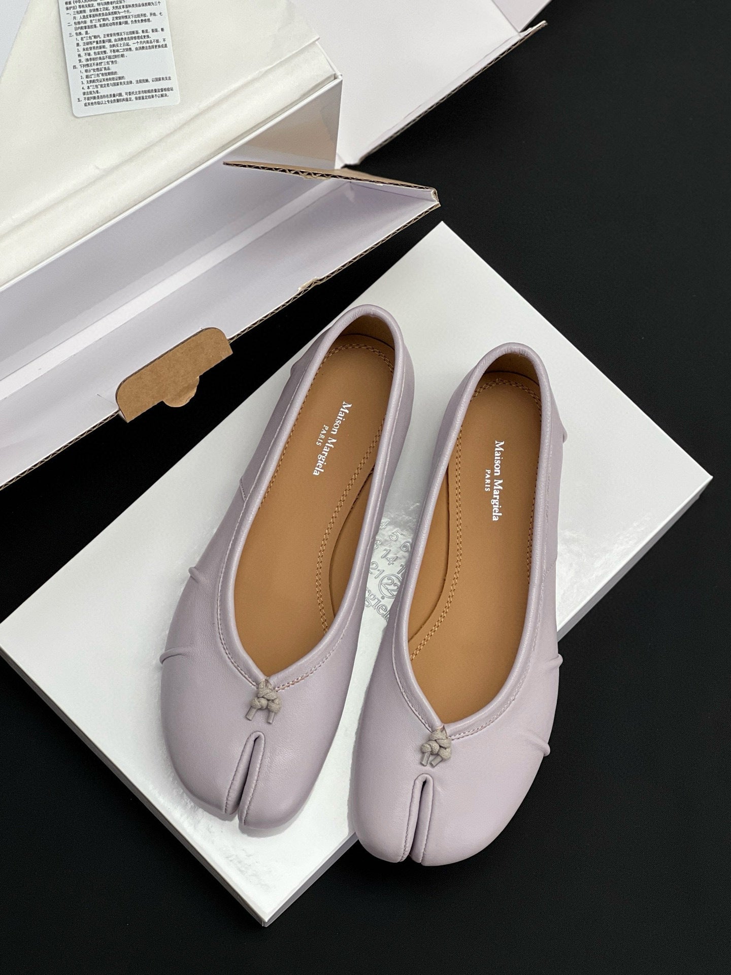 Pure original classic tabi new pleated tabi shoes female leather shallow mouth mid-heel pig's trotter ballet soft leather shoes