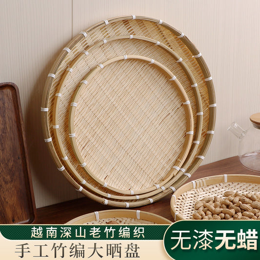 Drying basket, handmade bamboo dustpan, bamboo plaque tray, bamboo weaving product, farmhouse washing decoration, drainage sieve, fruit basket