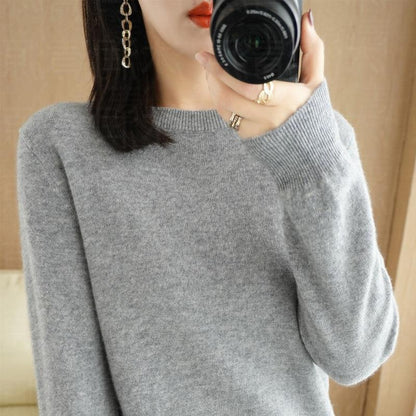 Sweater women's autumn and winter crew neck long sleeve pullover knitted sweater women's women's  sweater base shirt women's top Korean