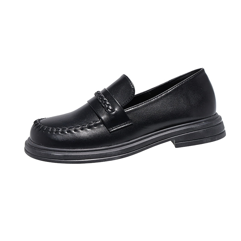 Loafers women's spring new fashion all-match retro woven commuter flat non-slip Japanese small leather shoes