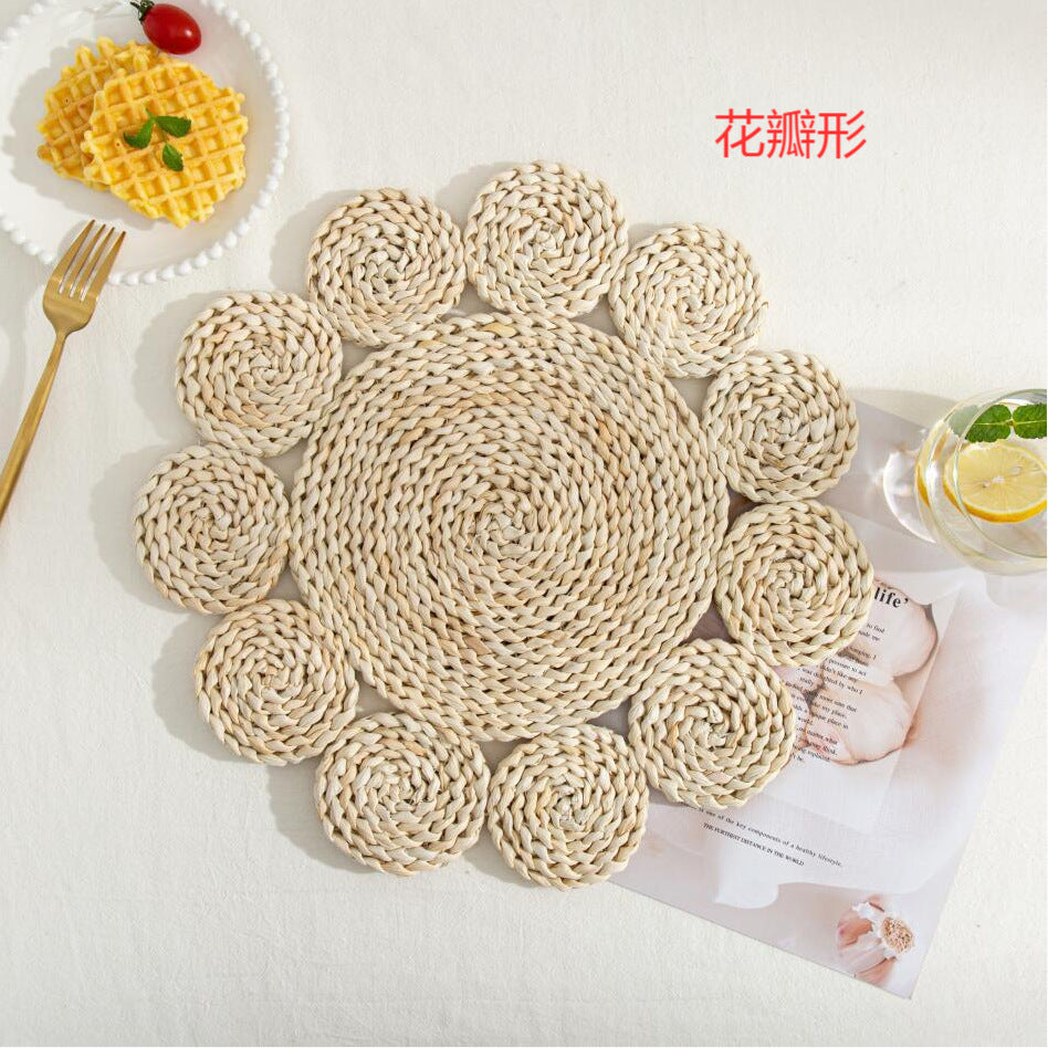 Japanese-style home natural corn husk handmade straw woven tea mat table mat heat-resistant casserole mat plate cup placemat