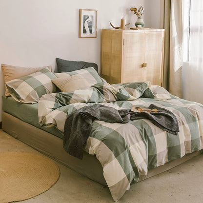 Simple cotton fitted sheet style naked sleeping solid color four-piece set