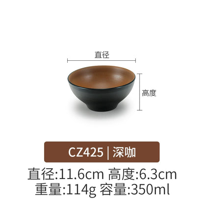 Retro Noodle Shop Imitation Porcelain Two-color Plastic Frosted Bamboo Hat Bowl
