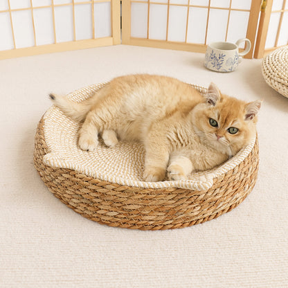 Rattan cat nest cotton rope all seasons universal cat scratching post pet bed mat Internet celebrity cool nest washable nest grinding claw cat
