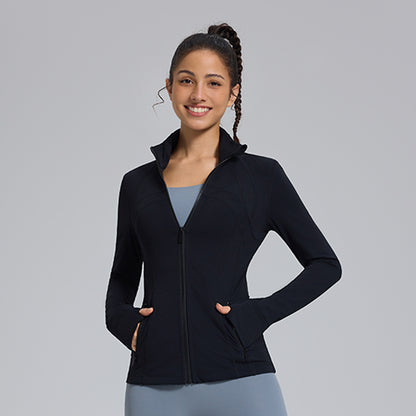 Define yoga wear jacket spring and autumn winter yoga top breathable running fitness stand collar skinny sports coat