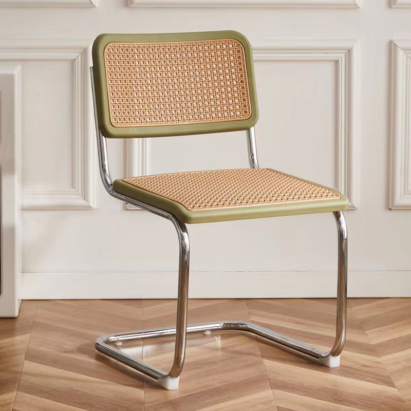 A piece of rattan chair ins wind leather medieval chair retro home rattan dining chair Nordic balcony backrest chair
