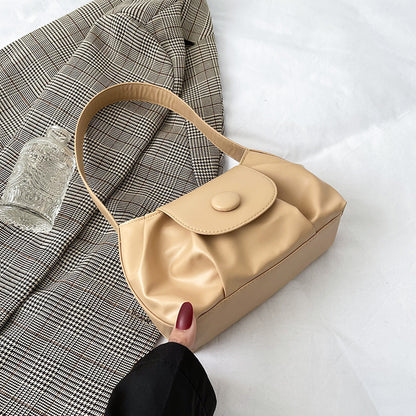 Pure color bag women new trendy Korean version simple shoulder Messenger bag spring and summer new small fresh saddle bag