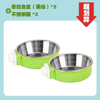 Pet Bowl Feeder Dog Cage Hanging Fixed Cat Bowl Dog Bowl Pet Stainless Steel Dog Bowl
