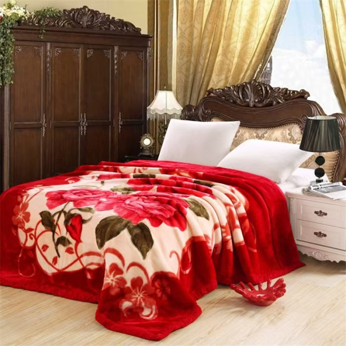Thickened Raschel Blanket Winter Warm Blanket Flannel Cover Blanket Bed Sheet Double Layer Antistatic Cloud Blanket