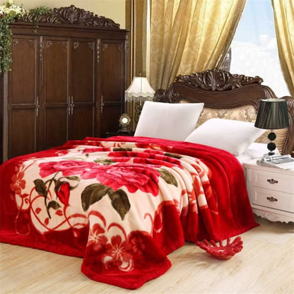 Thickened Raschel Blanket Winter Warm Blanket Flannel Cover Blanket Bed Sheet Double Layer Antistatic Cloud Blanket