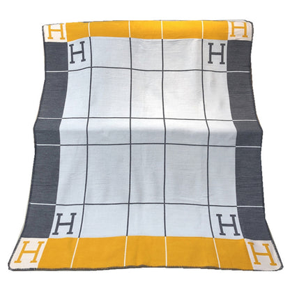 letter H, blanket, nap, air-conditioned room, blanket, car camping, sofa, cashmere blanket