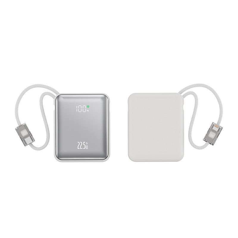 New 22.5w super fast charging power bank mini self-wired portable mobile power bank digital display gifts wholesale