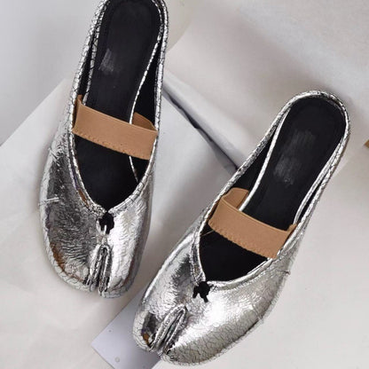 Pure original classic tabi new pleated tabi shoes female leather shallow mouth mid-heel pig's trotter ballet soft leather shoes