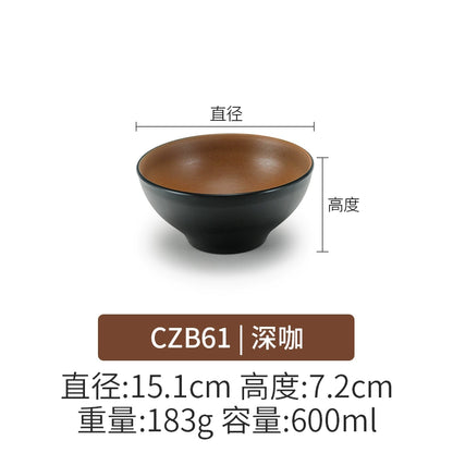 Retro Noodle Shop Imitation Porcelain Two-color Plastic Frosted Bamboo Hat Bowl