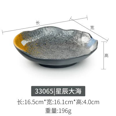 Melamine plate Japanese-style plastic barbecue plate imitation porcelain round flat plate barbecue plate restaurant hot pot tableware dish